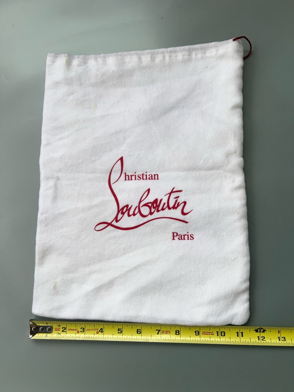 Christian Louboutin White Drawstring Dust Bag with Red Logo